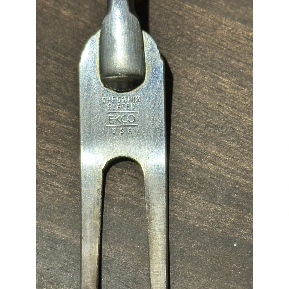 Ekco Chromium Plated Meat Fork - Avacado Green Bakelite Handle USA Vintage